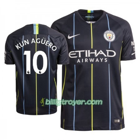Billige Fotballdrakter Manchester City Aguero 10 Bortedraktsett 2018/19 Kortermet